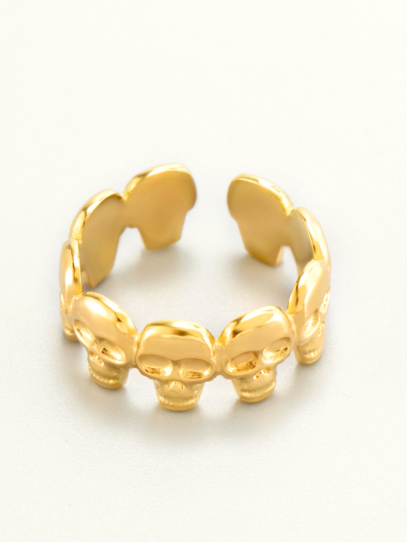 Modering i rostfritt stål med 18K guld, Halloween-skalle-armring