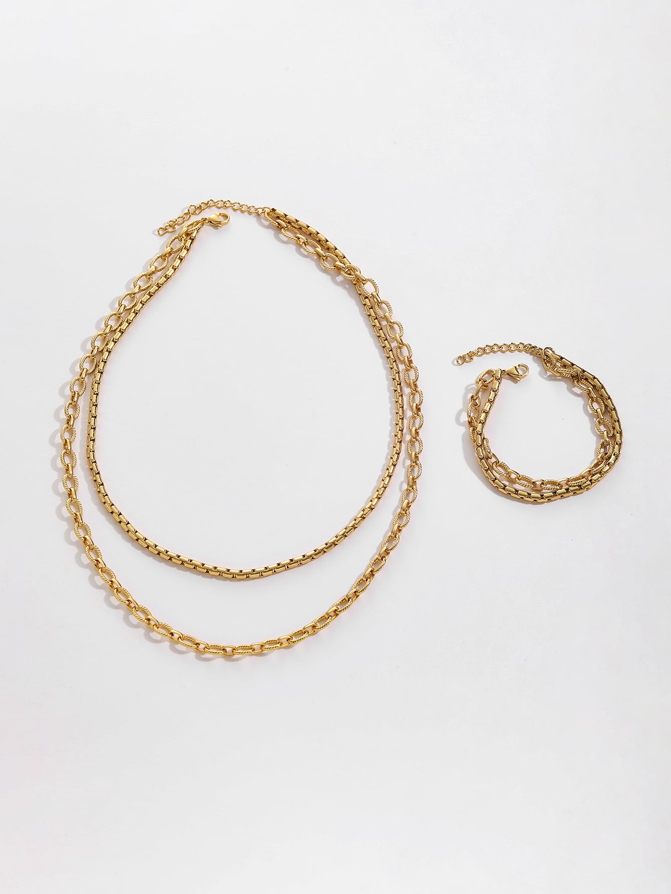 Modestil dubbelt lager armband och halsbandsset