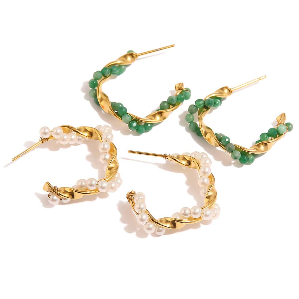 Enkelt ovalt halsband med natursten